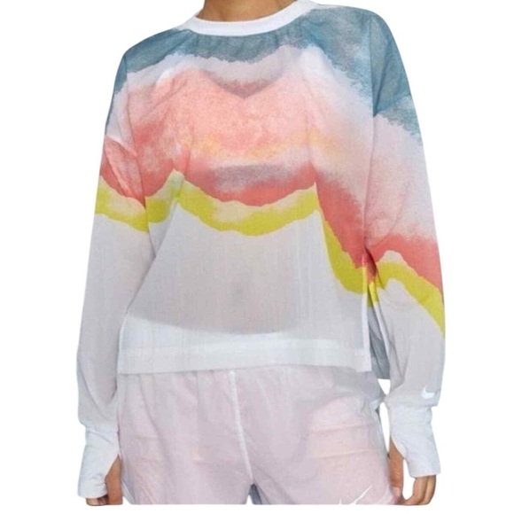Nike Repel Multicolor Running Windbreaker Pullover Top Size Medium - Picture 1 of 7
